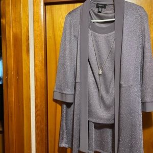 Woman’s dressy pantsuit. Taupe. Sparkly!